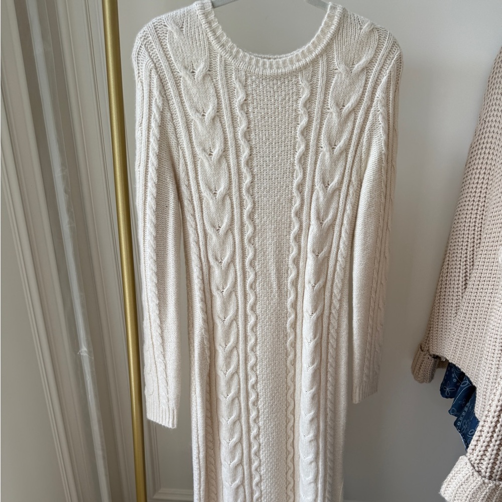 525 America Cream Long Sleeve Cable Knit Dress
